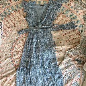 Blue cheetah ruffle dress